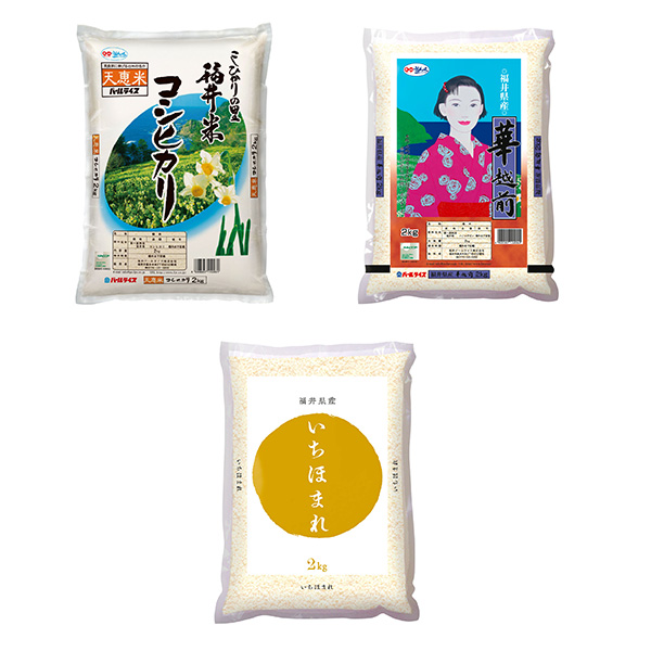 【スーパーレア】コシヒカリ・いちほまれ・華越前　3種食べ比べセット（2kg×3袋、計6kg）